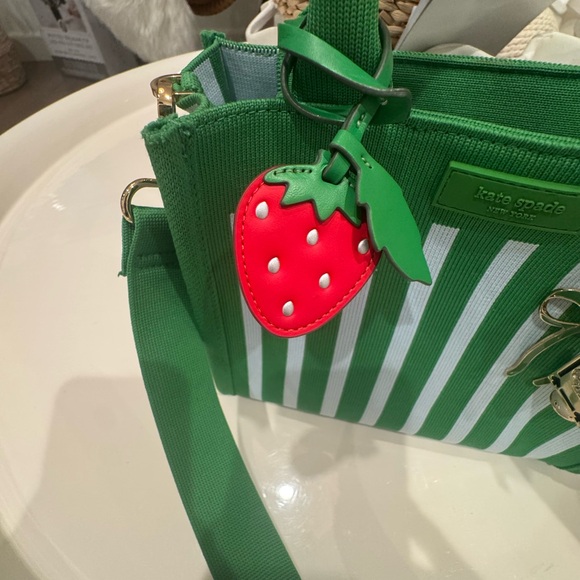 Kate Spade/ Target collab Green and light blue Striped Tote+ Charms - Picture 9 of 13